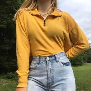 Yellow Zip-Up Crop Top